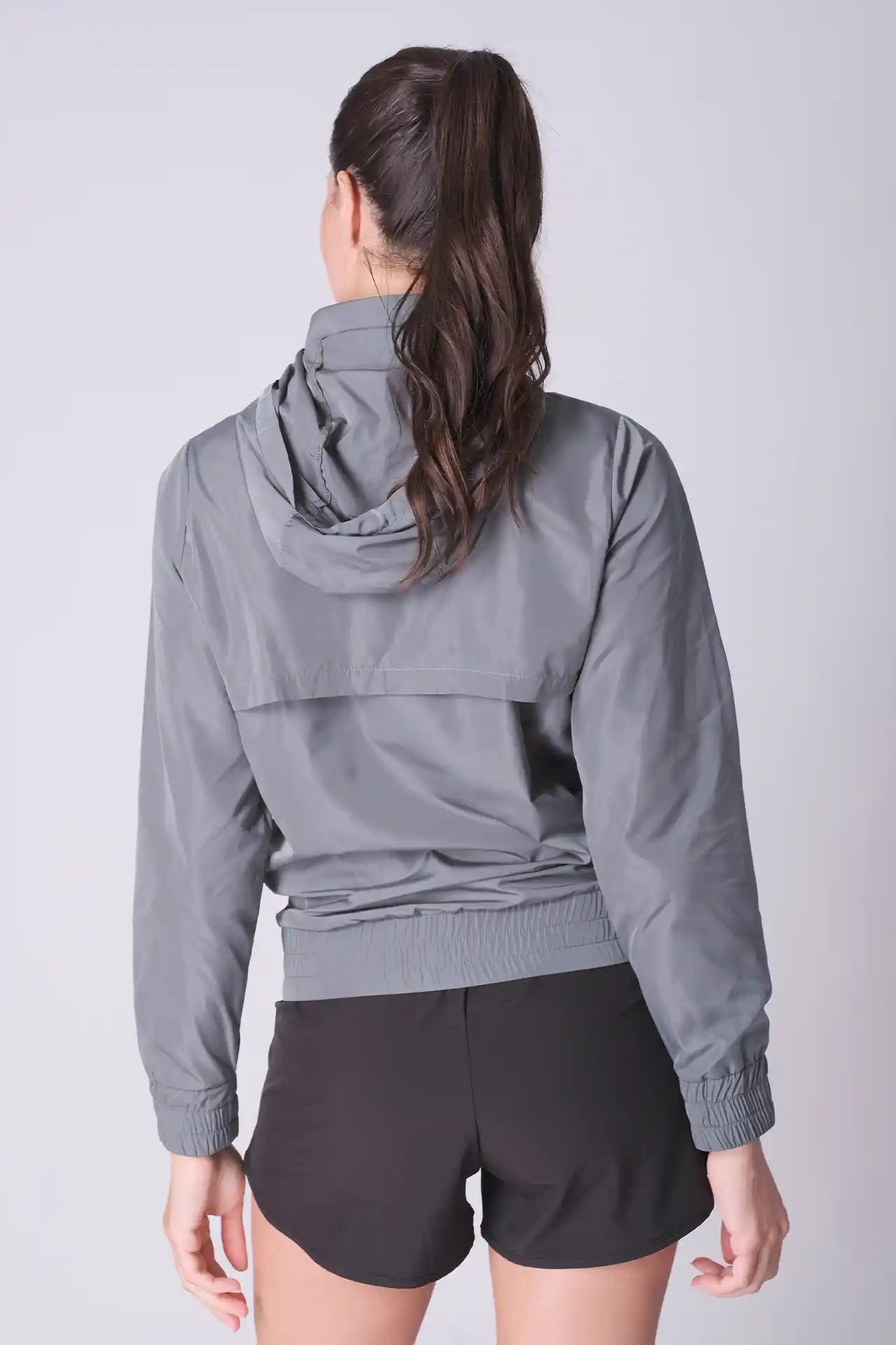 SPWO0123 - Women's Running Windbreaker Hooded Jacket - Grey