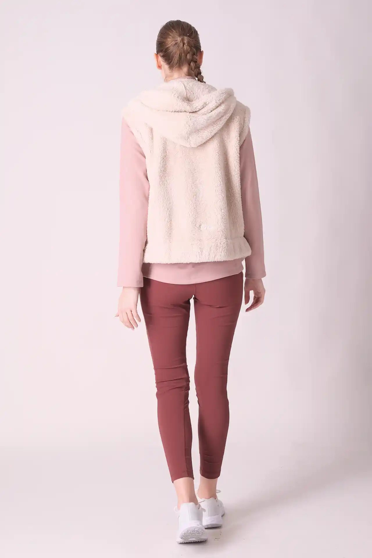 SPWO0124 - Women's Sherpa Fleece Hooded Vest - Cream