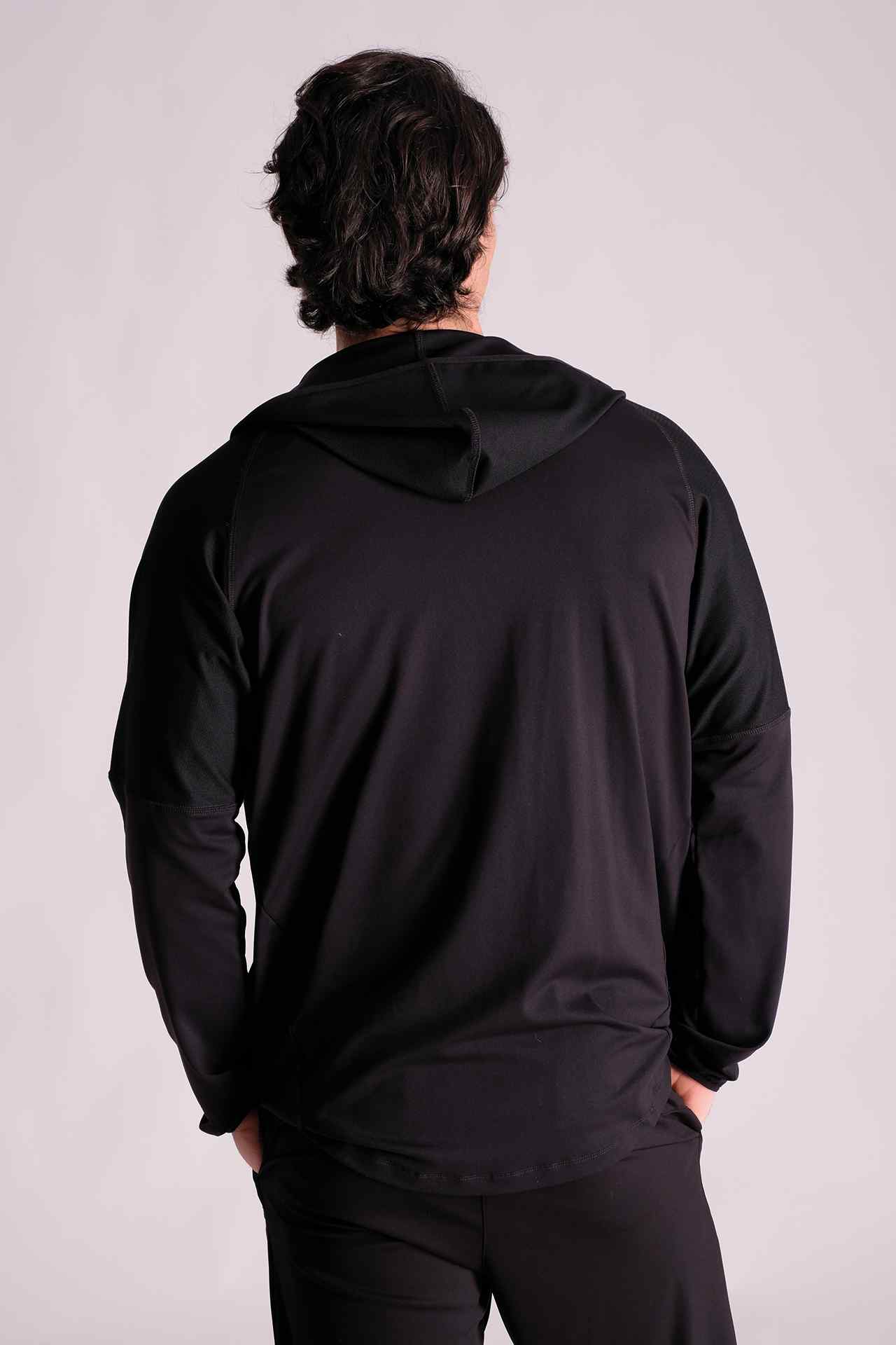 SPO0128 - Stretch Nylon Hooded Training Jacket - Black