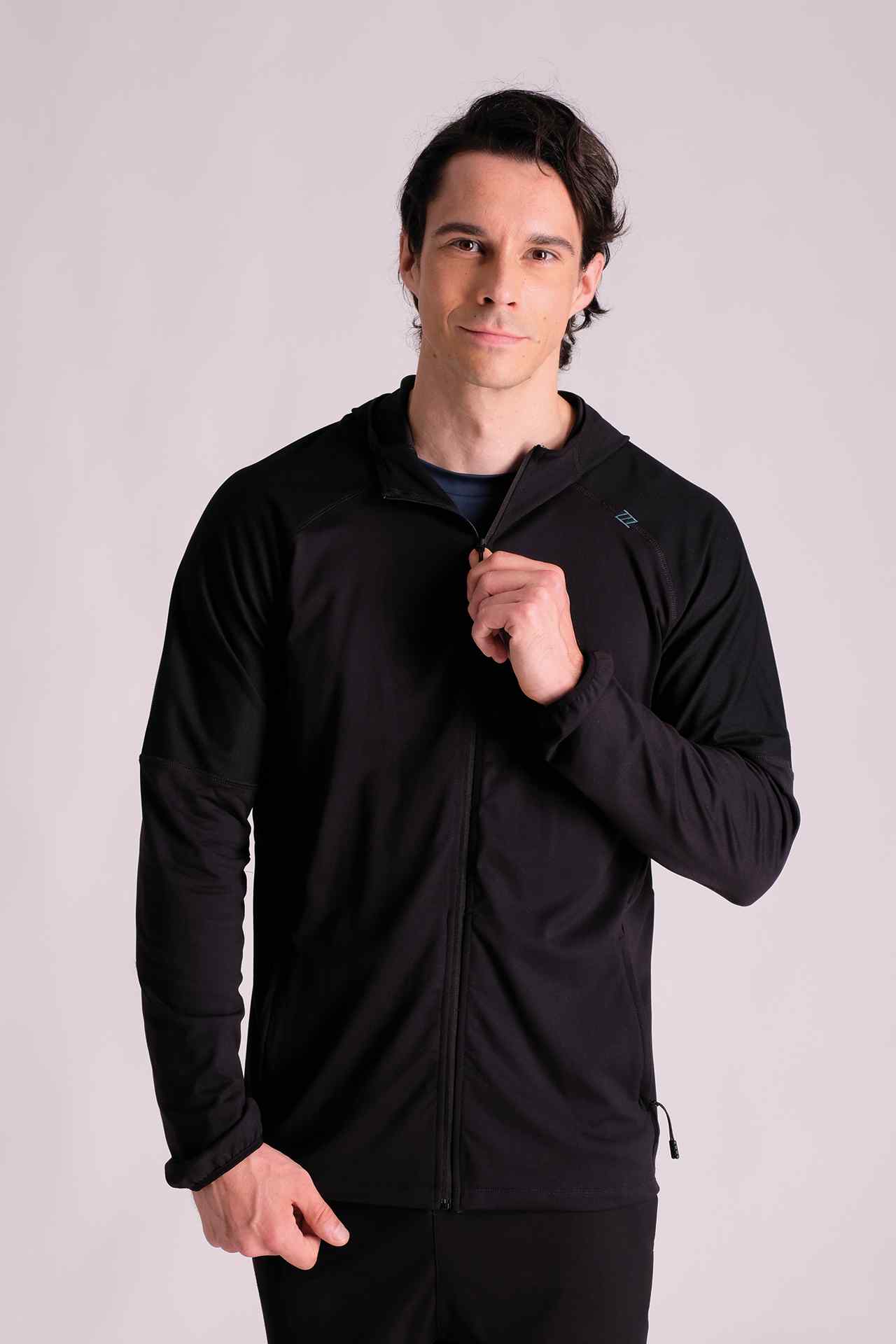 SPO0128 - Stretch Nylon Hooded Training Jacket - Black