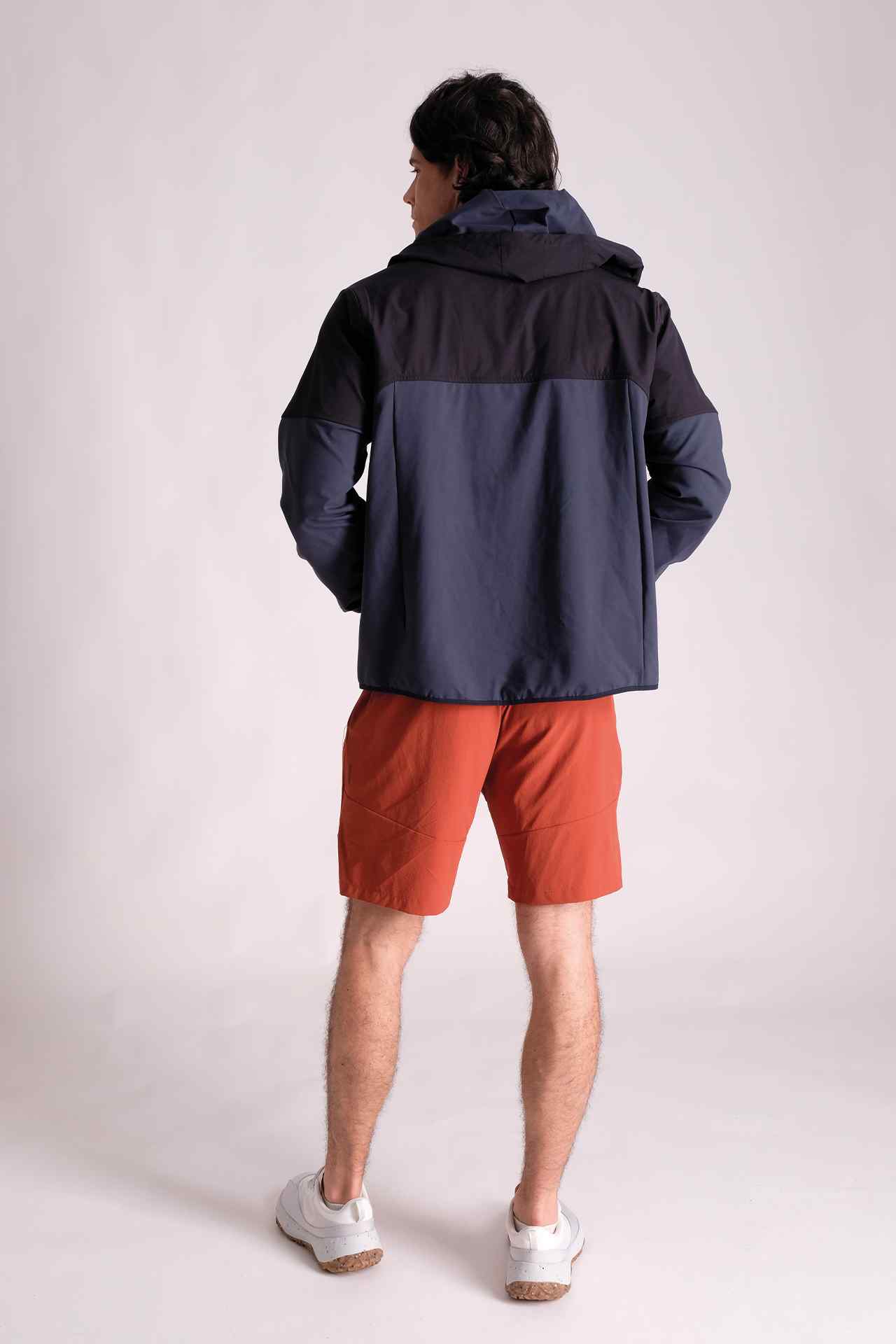 SPO0132 - Stretch Nylon Insulated Hooded Running Jacket - Navy