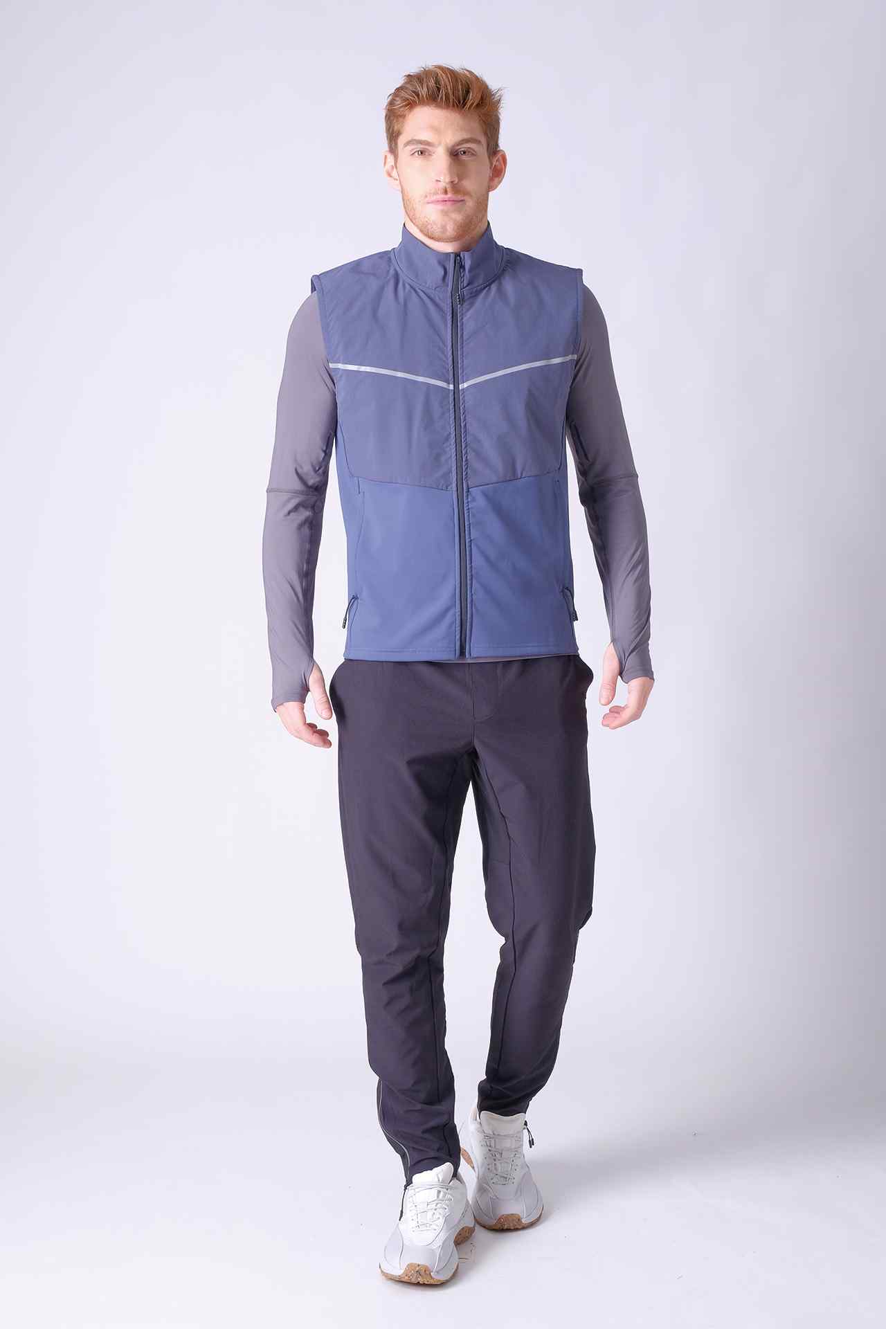 SPO0133 - Insulated 4-Way Stretch Interlock Running Vest - Ash Blue