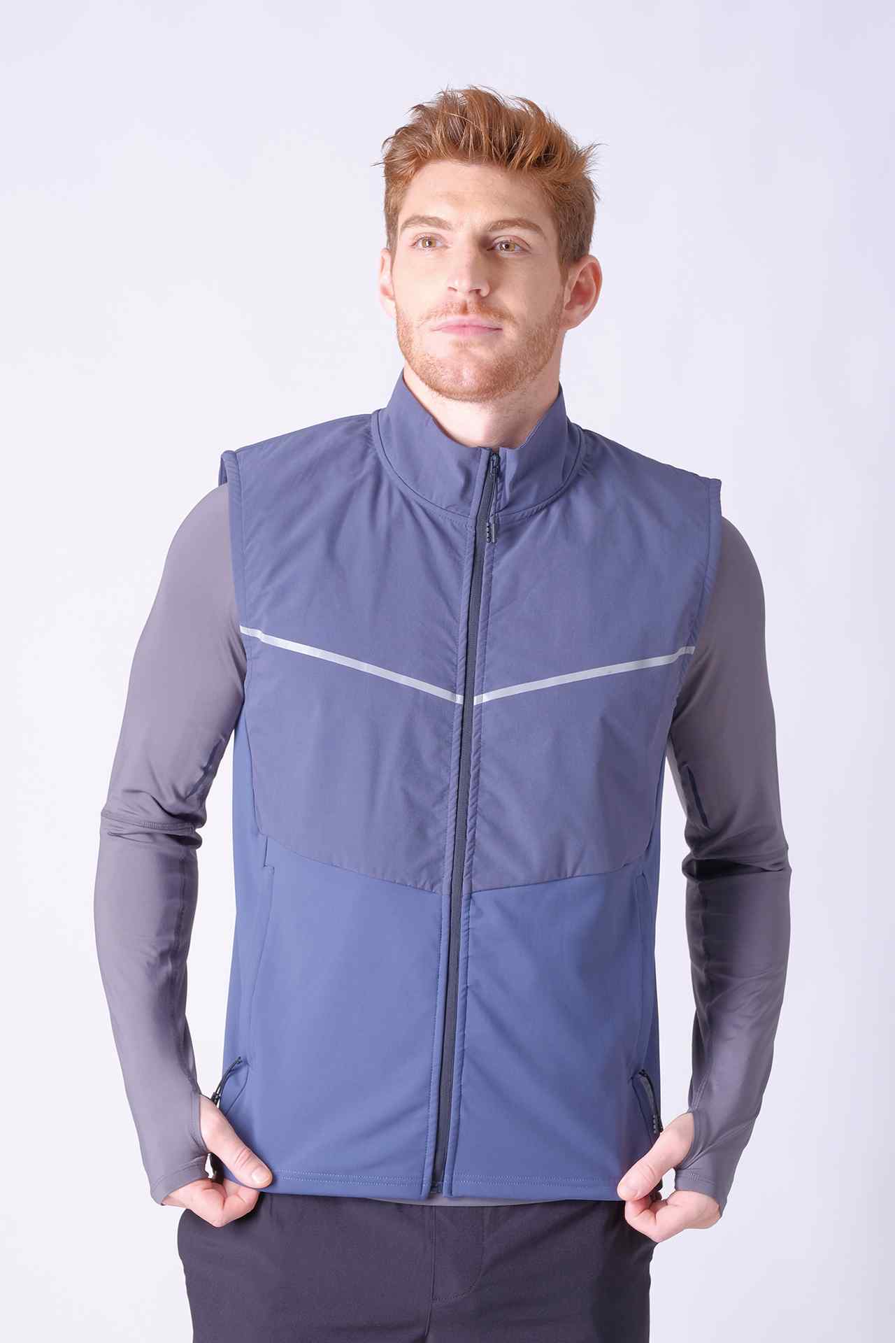 SPO0133 - Insulated 4-Way Stretch Interlock Running Vest - Ash Blue