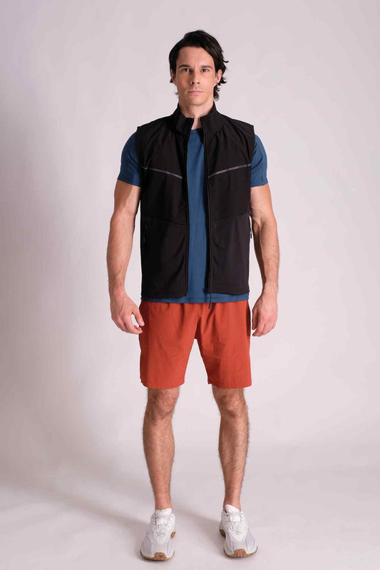 SPO0133 - Insulated 4-Way Stretch Interlock Running Vest - Black