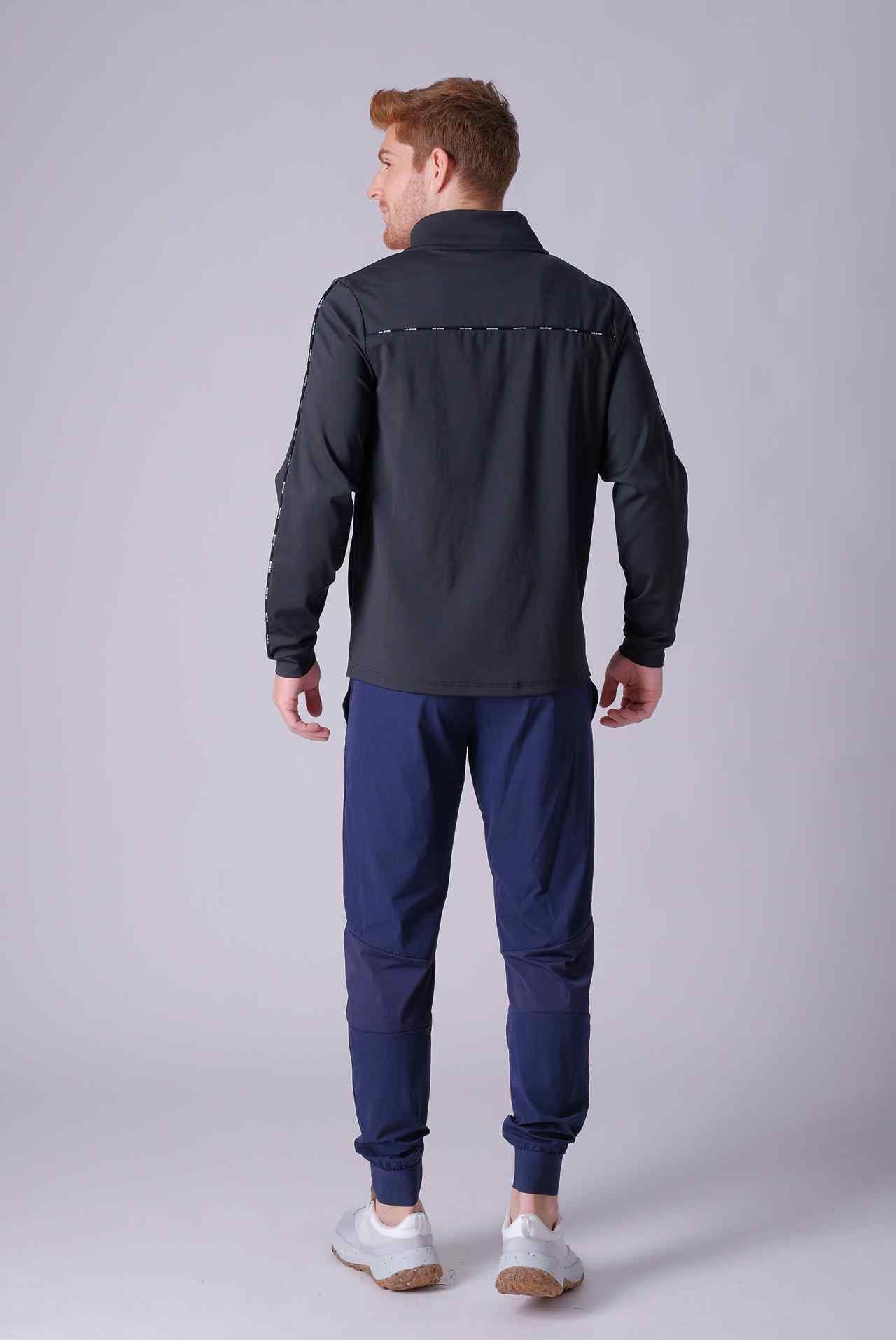 SPO0137 - Insulated 4-Way Stretch Interlock Mock Neck Pipping Performance Jacket - Black