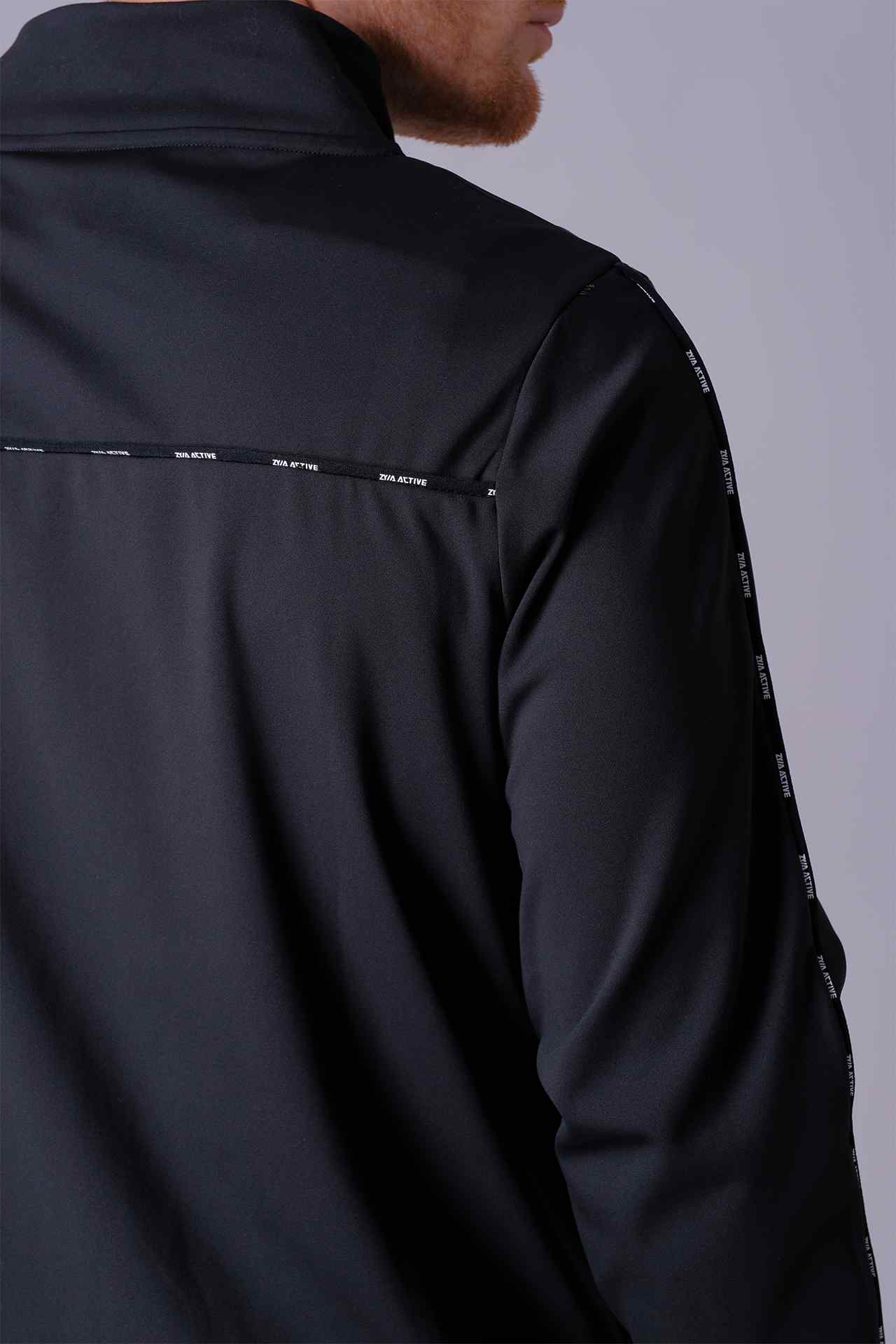 SPO0137 - Insulated 4-Way Stretch Interlock Mock Neck Pipping Performance Jacket - Black