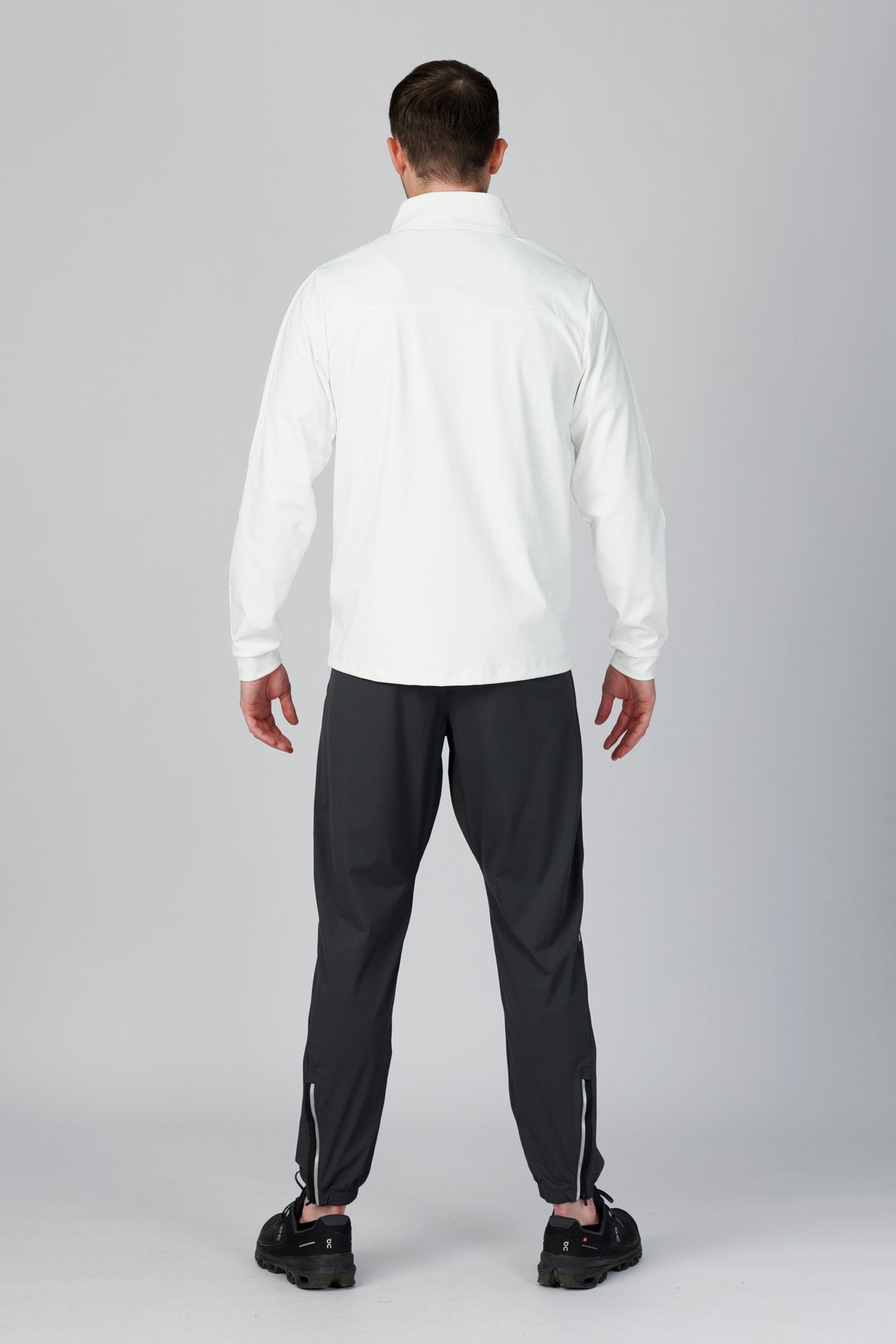 SPO0137 - Insulated 4-Way Stretch Interlock Mock Neck Piping Performance Jacket - White
