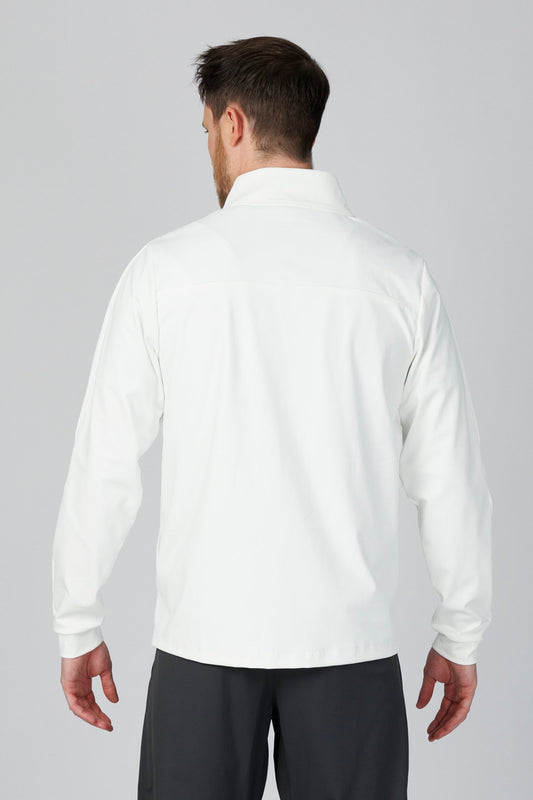 SPO0137 - Insulated 4-Way Stretch Interlock Mock Neck Piping Performance Jacket - White