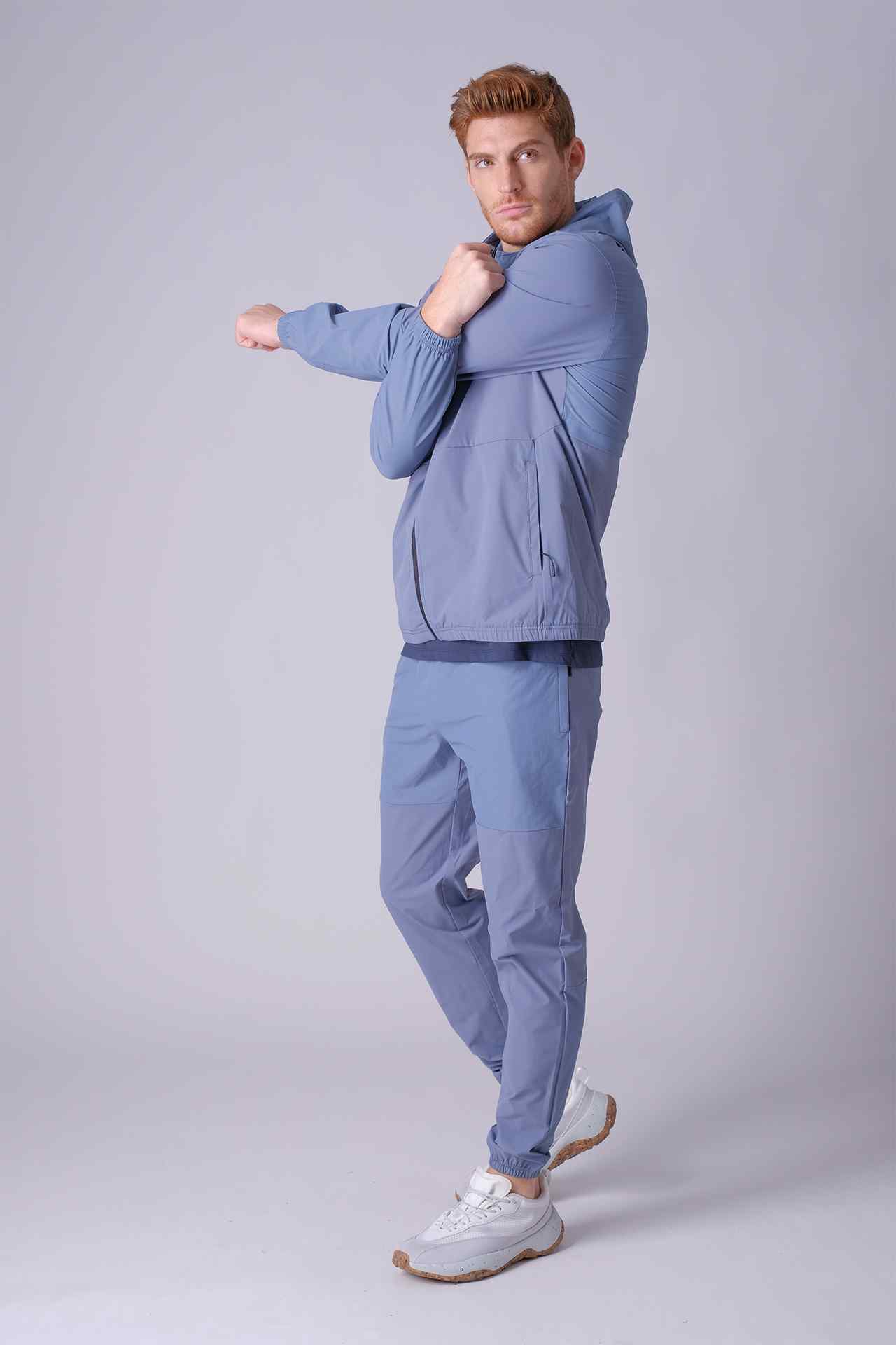 SPO0138 - Lightweight Water Resistant Workout SoftShell Active Jacket - Ash Blue