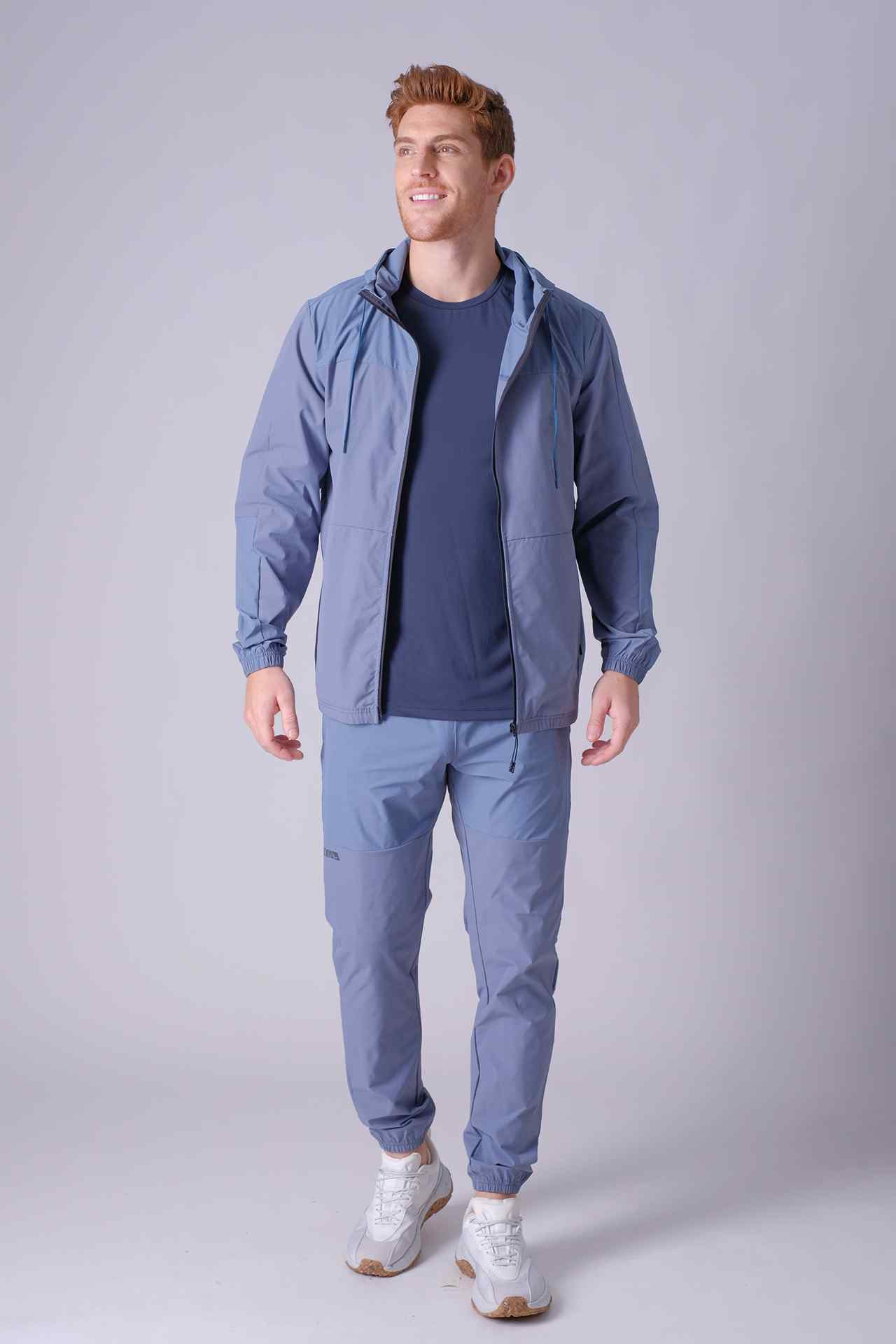 SPO0138 - Lightweight Water Resistant Workout SoftShell Active Jacket - Ash Blue