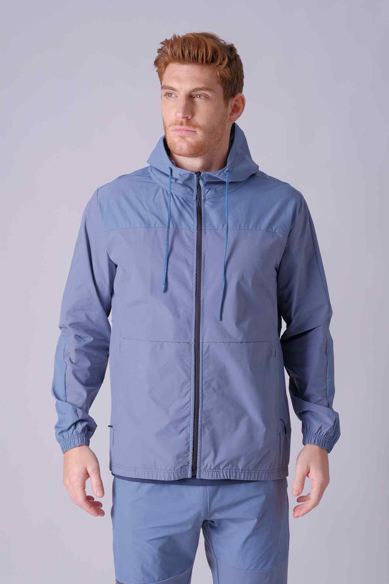 SPO0138 - Lightweight Water Resistant Workout SoftShell Active Jacket - Ash Blue