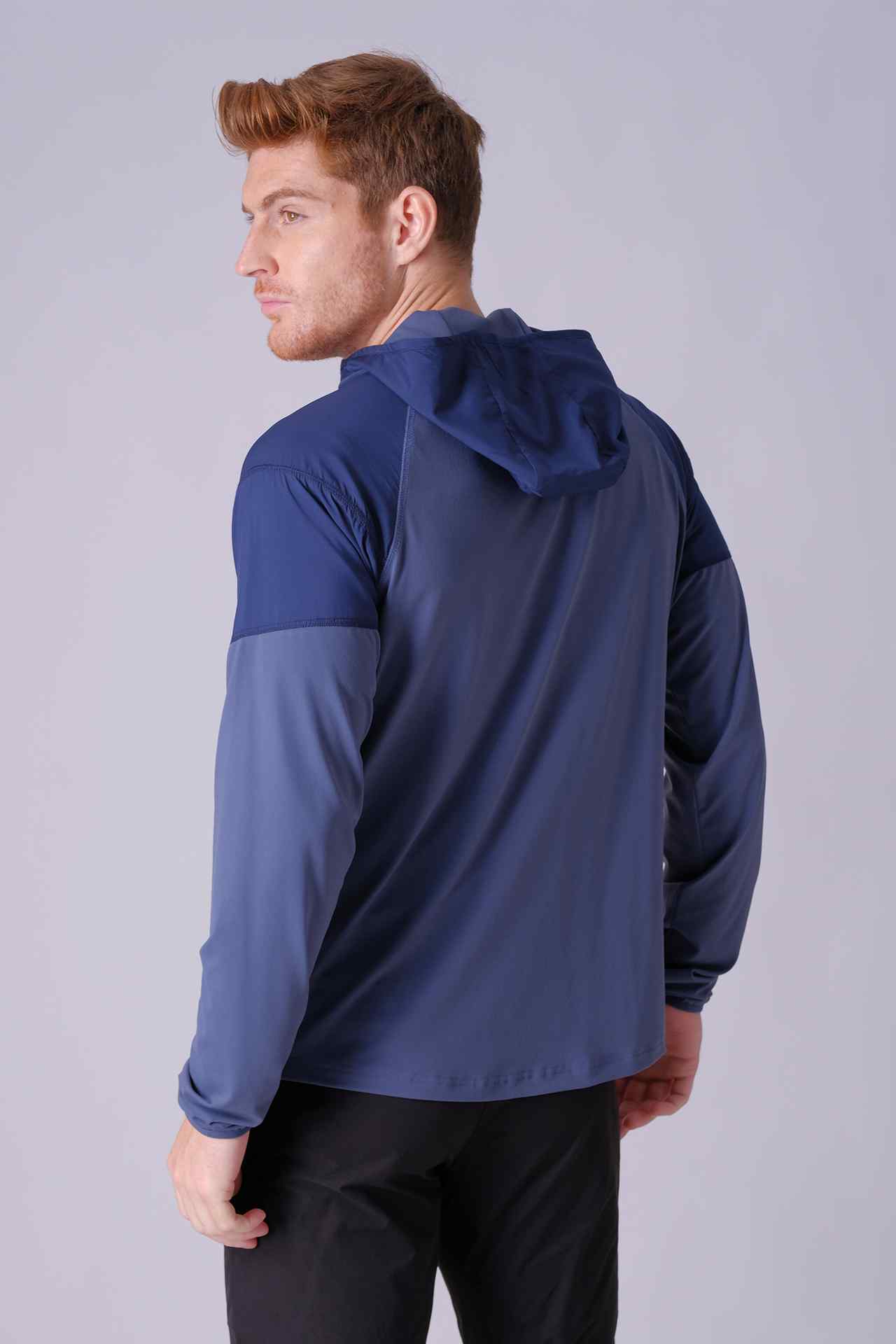 SPO0139 - Stretch Interlock Hybrid Hooded Training Jacket - Navy