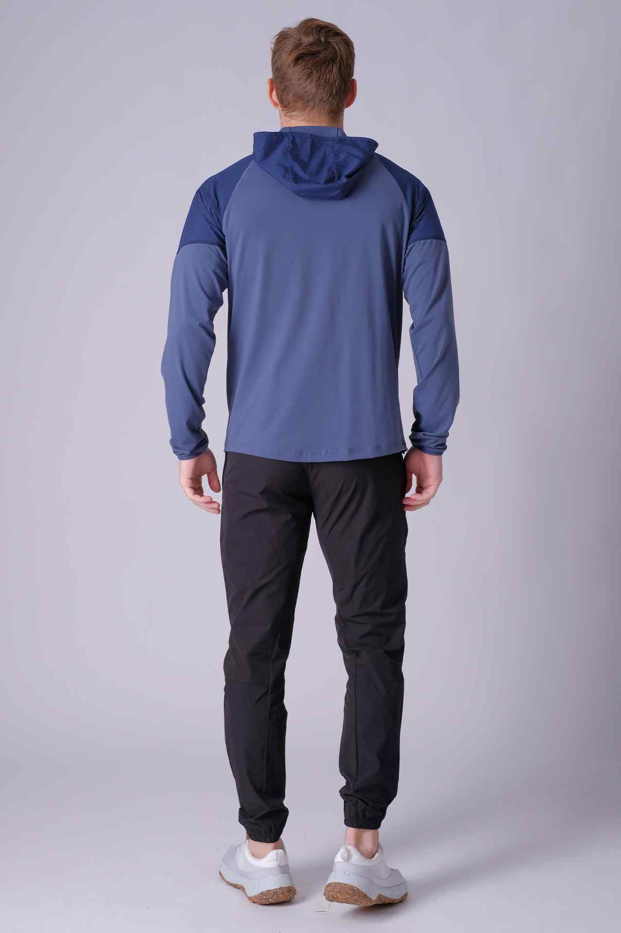SPO0139 - Stretch Interlock Hybrid Hooded Training Jacket - Navy