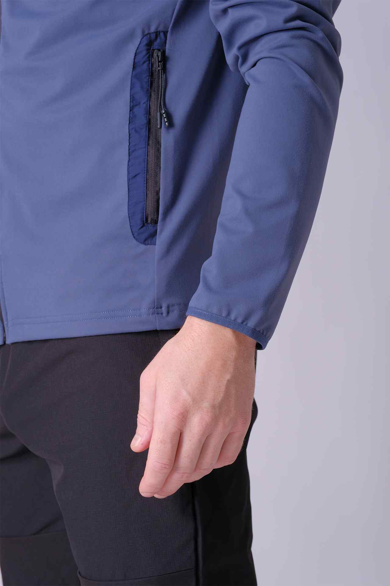 SPO0139 - Stretch Interlock Hybrid Hooded Training Jacket - Navy