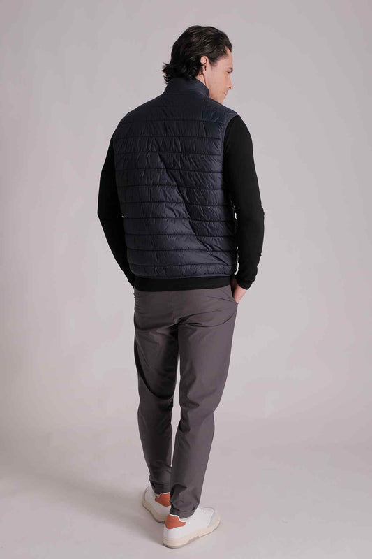 SPO0149 - Sustainable Water-Repellent Essential Mock Neck Puffer Gilet - Navy