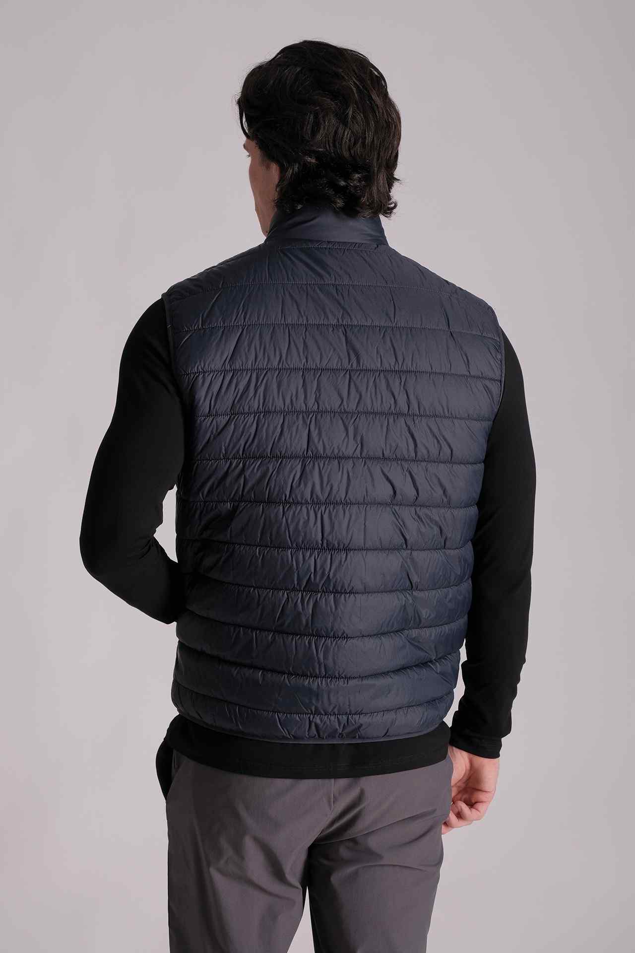SPO0149 - Sustainable Water-Repellent Essential Mock Neck Puffer Gilet - Navy