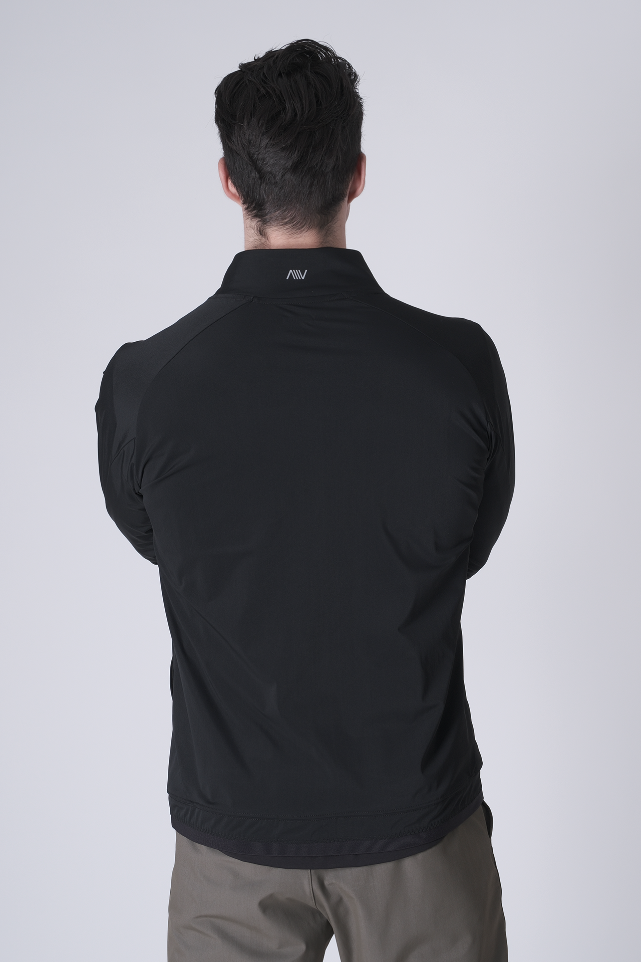SPO0164 - Lightweight Stretch Nylon Workout Mock Neck Jacket - Black