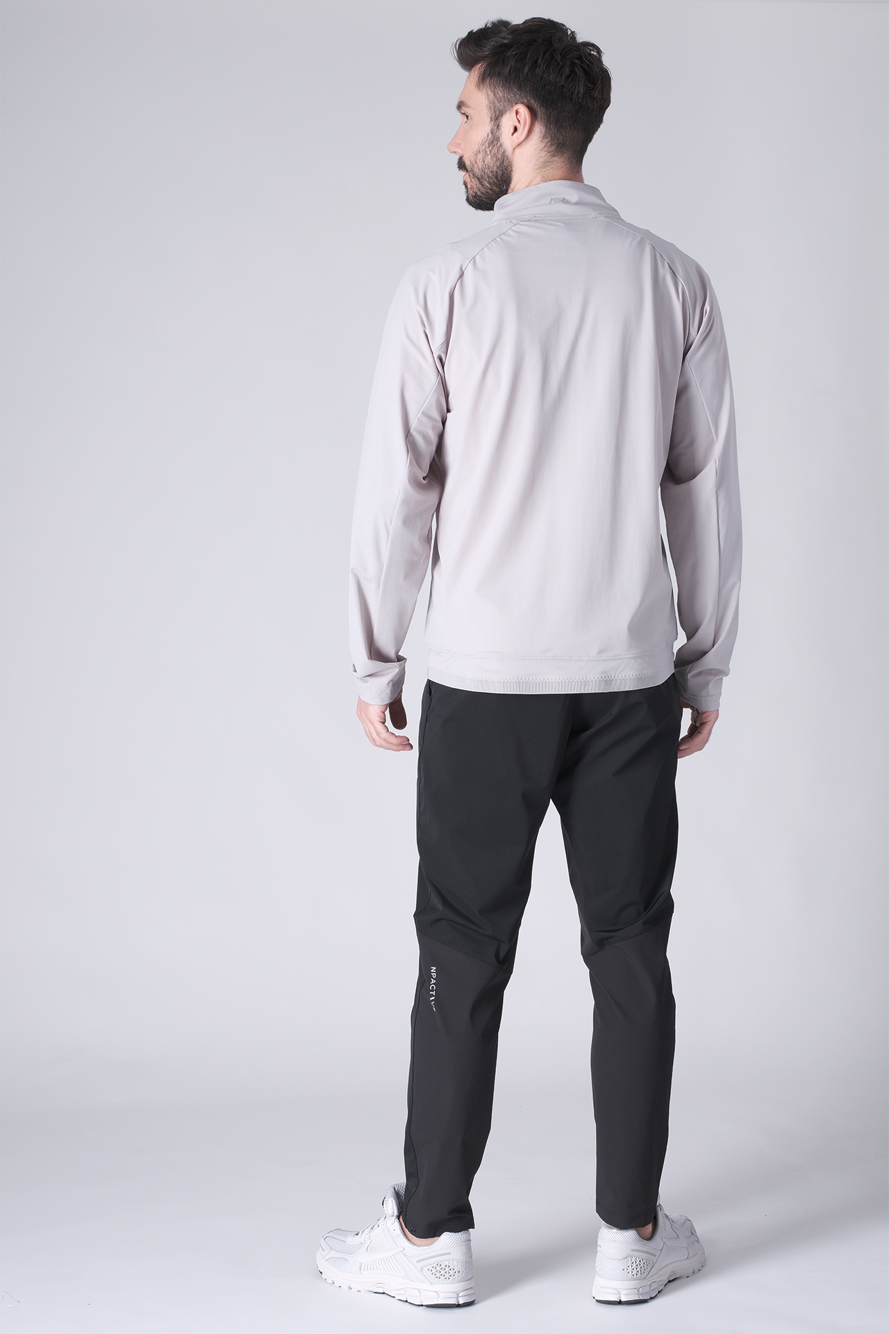 SPO0164 - Lightweight Stretch Nylon Workout Mock Neck Jacket - Light Grey