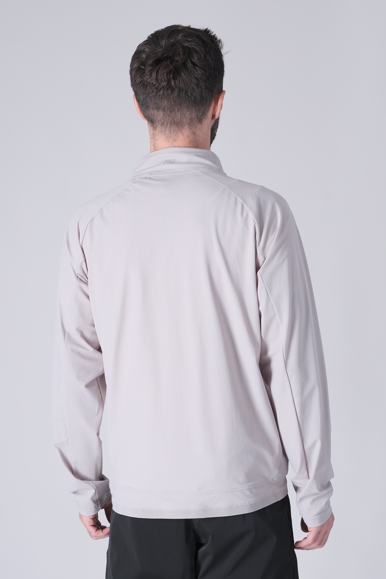 SPO0164 - Lightweight Stretch Nylon Workout Mock Neck Jacket - Light Grey