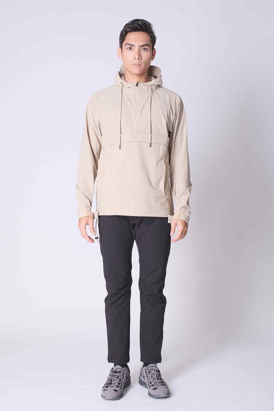 SPO0187 - Water Repellent Stretch Nylon Isthmus Anorak - Khaki