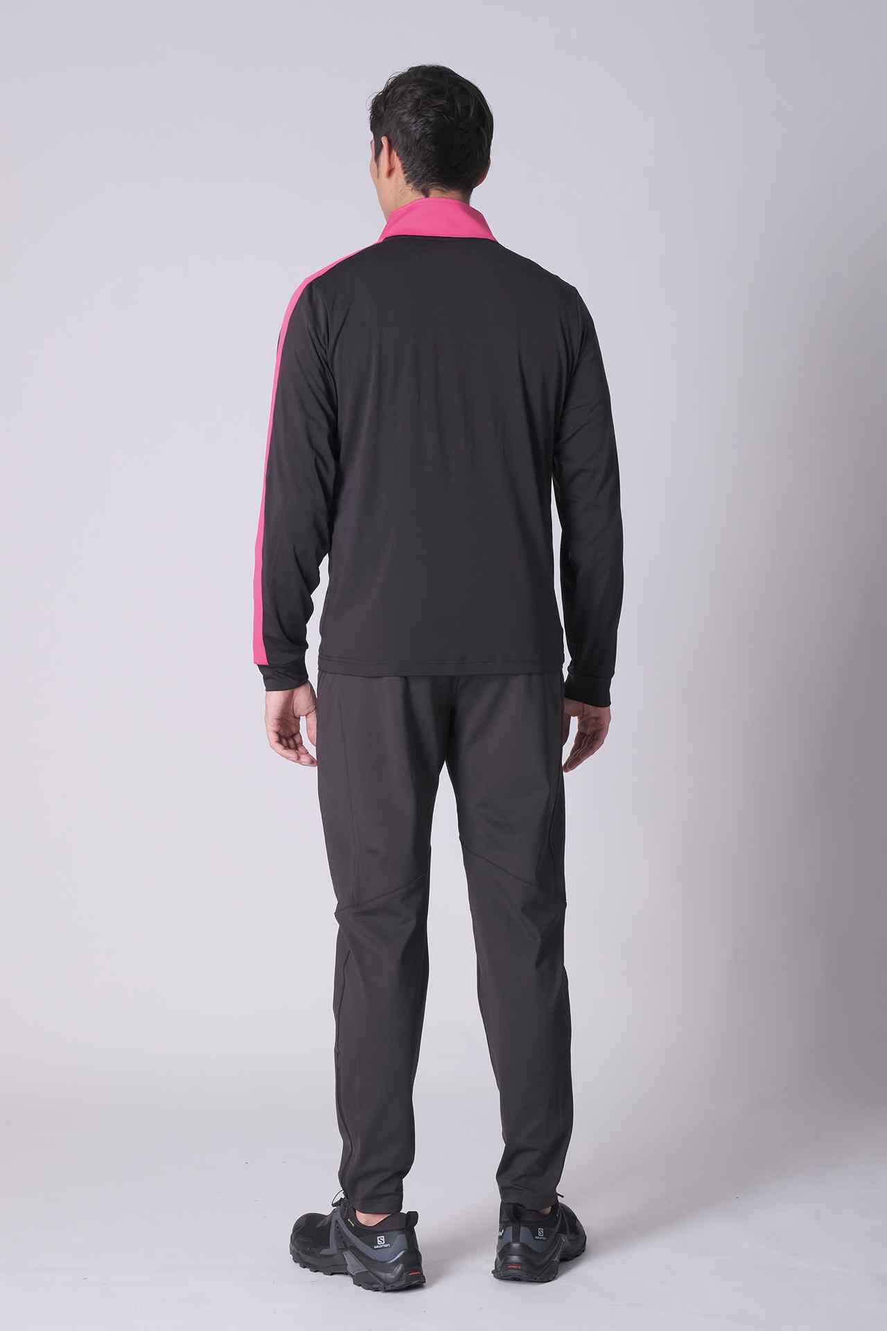 SPO0189 - Insulated 4-Way Stretch Interlock Color-blocking Full Zip Mock Neck Training Jacket - Black/Pink