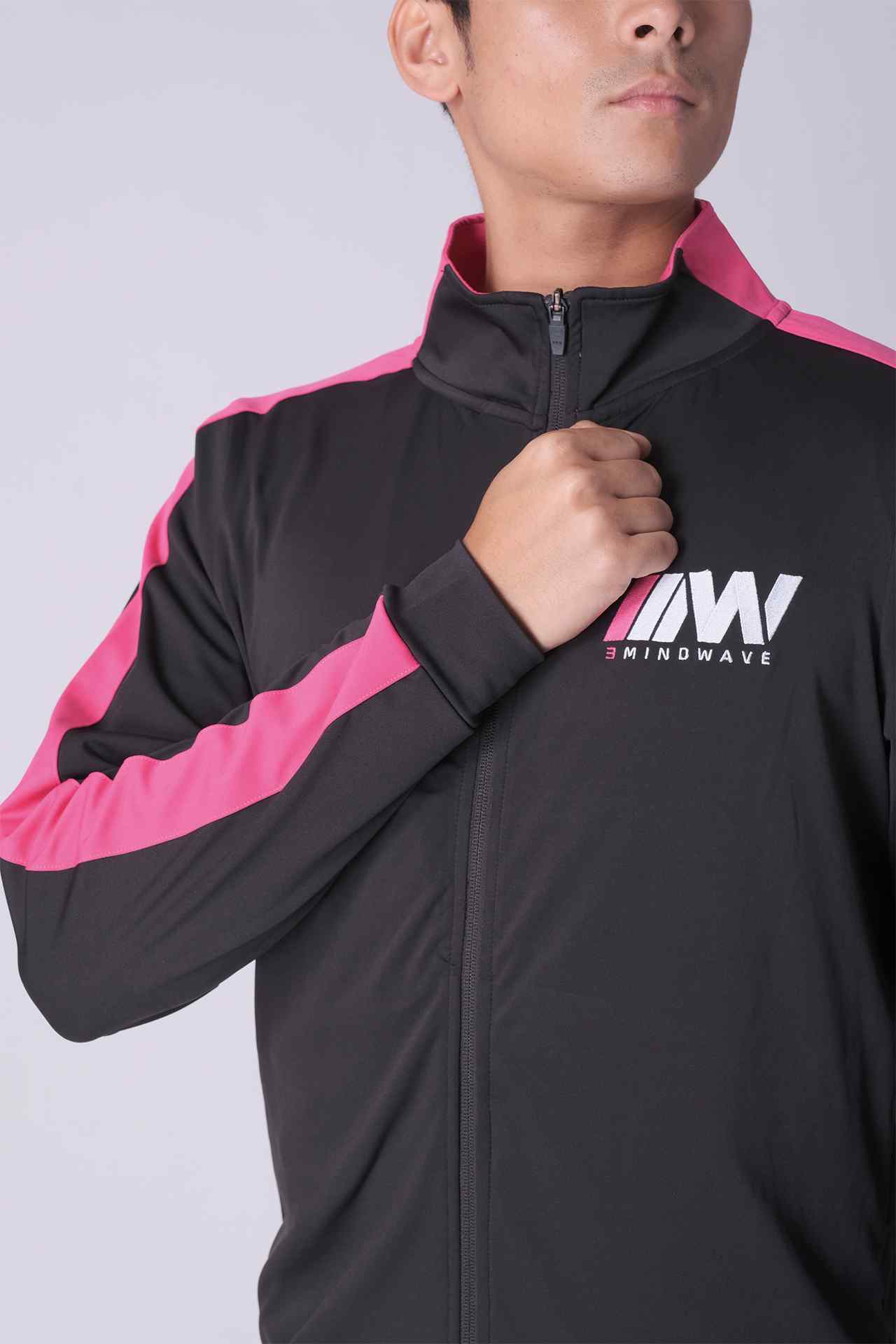 SPO0189 - Insulated 4-Way Stretch Interlock Color-blocking Full Zip Mock Neck Training Jacket - Black/Pink