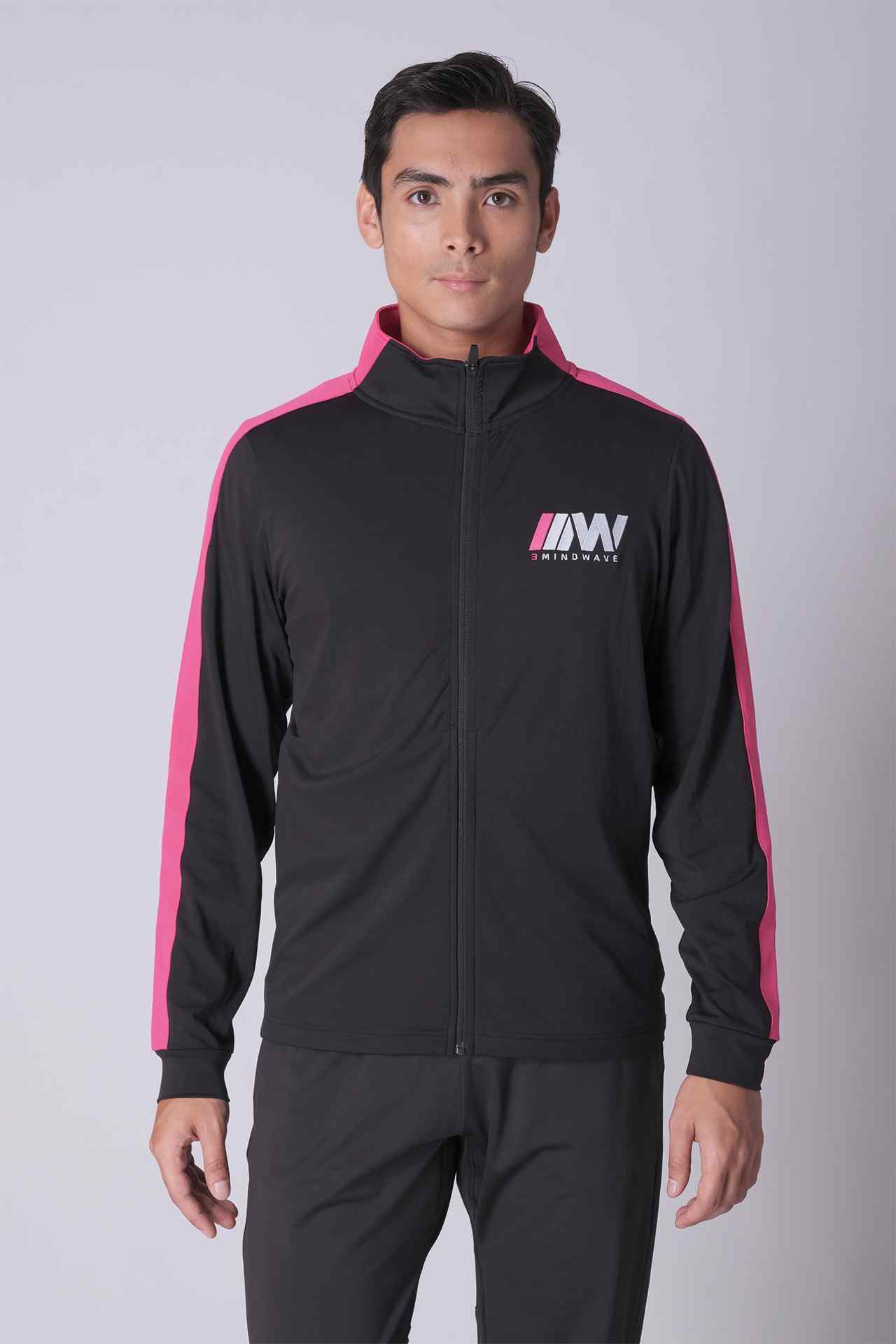 SPO0189 - Insulated 4-Way Stretch Interlock Color-blocking Full Zip Mock Neck Training Jacket - Black/Pink