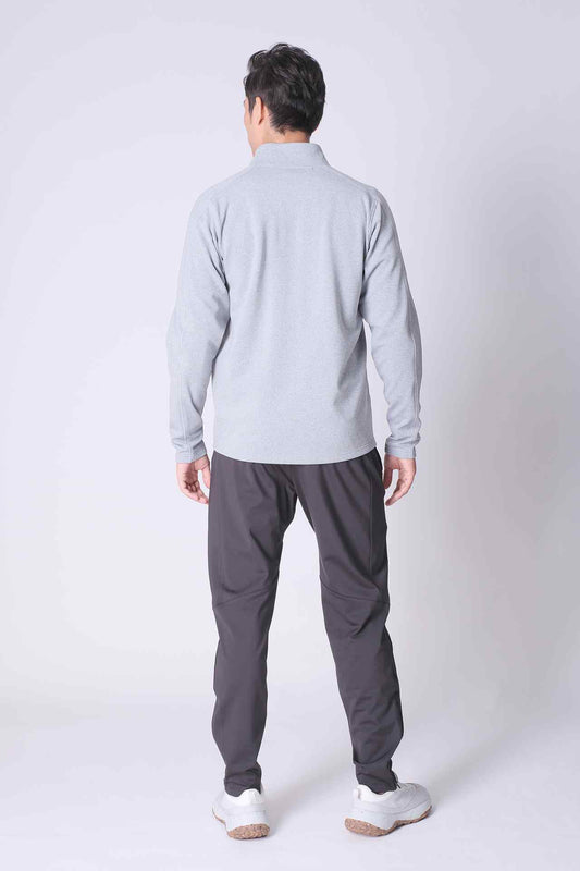SPO0203 - Thermal Interlock Funnel Neck Stretch Training Jacket - Heather Grey