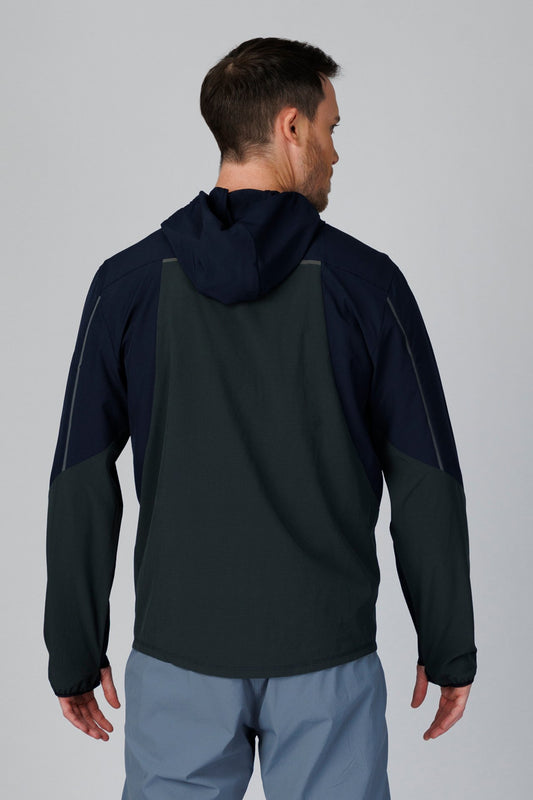 SPO0218 - Lightweight Stretch Full-Zip Packable Windbreaker Hooded Jacket - Navy