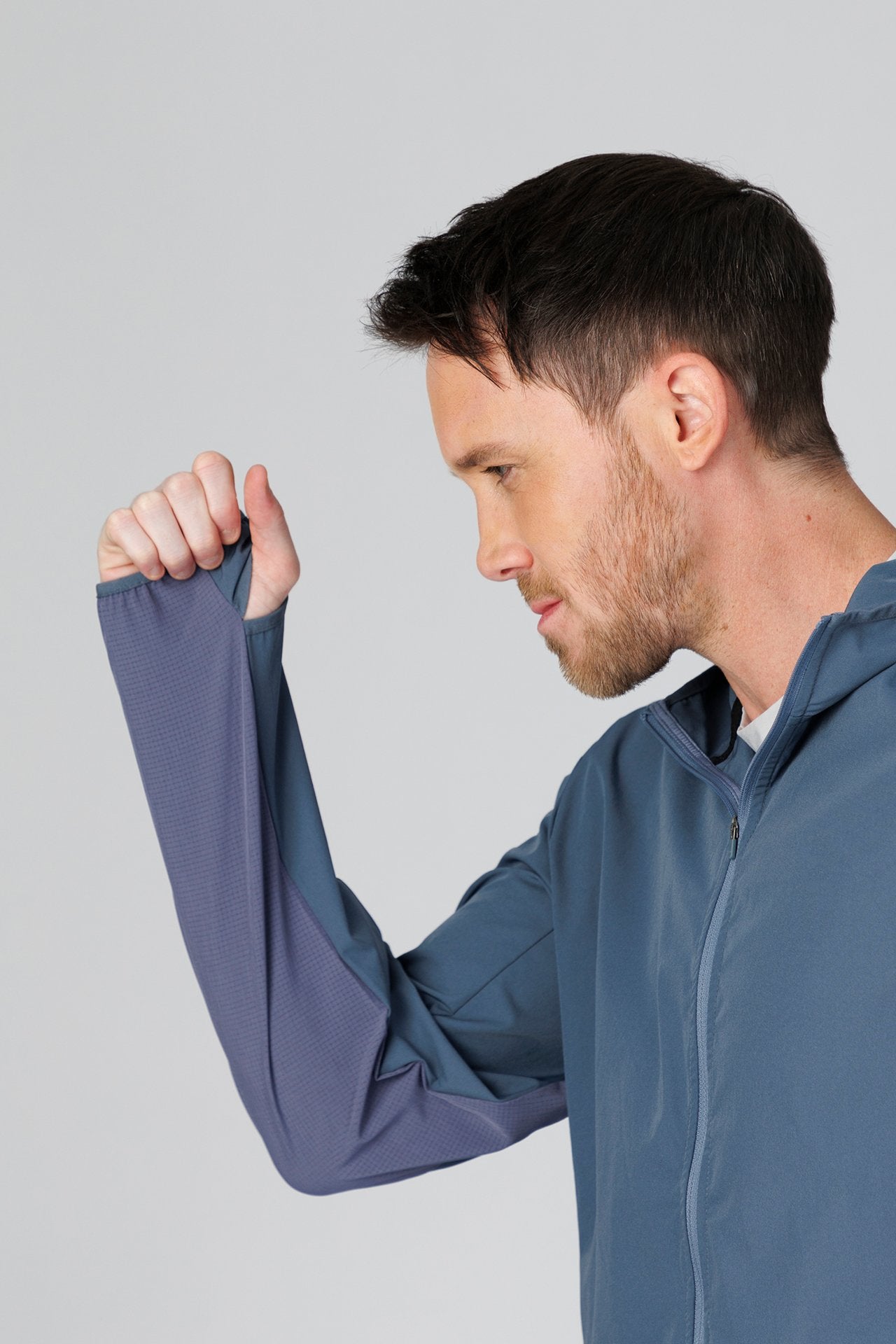 SPO0218 - Lightweight Stretch Full-Zip Hooded Outdoor Windbreaker Jacket - Slate