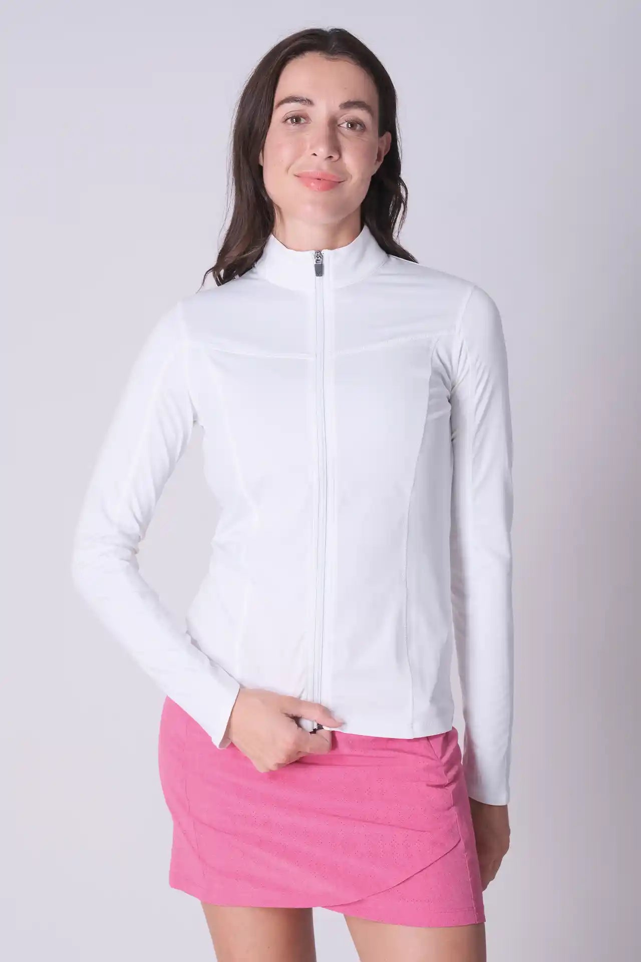 SPWO0221 - Women's Basic Golf Zipped Jacket - White
