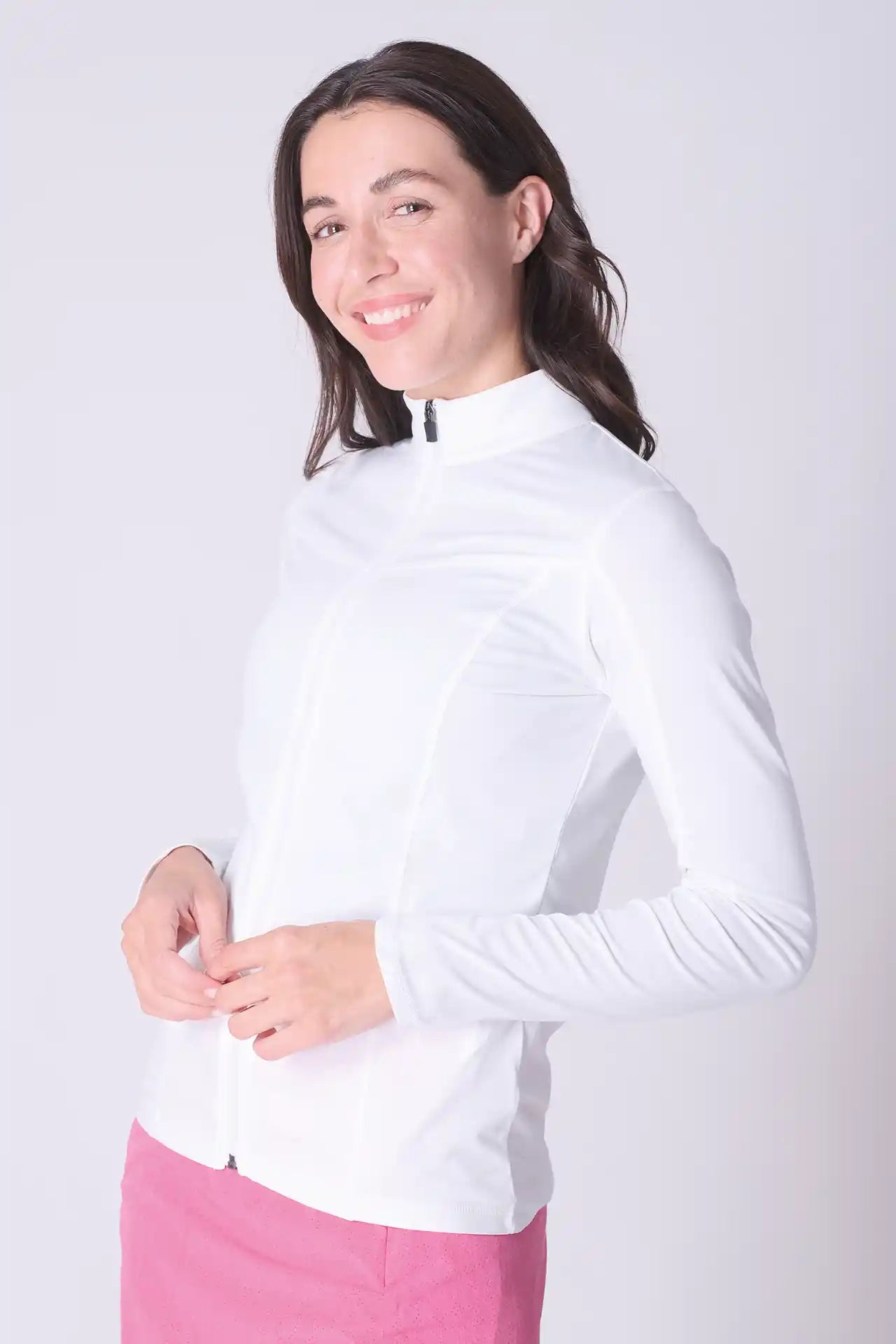 SPWO0221 - Women's Basic Golf Zipped Jacket - White