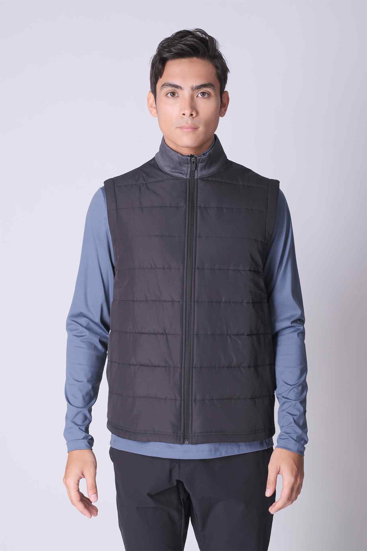 SPO0225 - Sustainable Water Resistant Hybrid Stretch Thermal Golf Performance Puffer Vest - Black