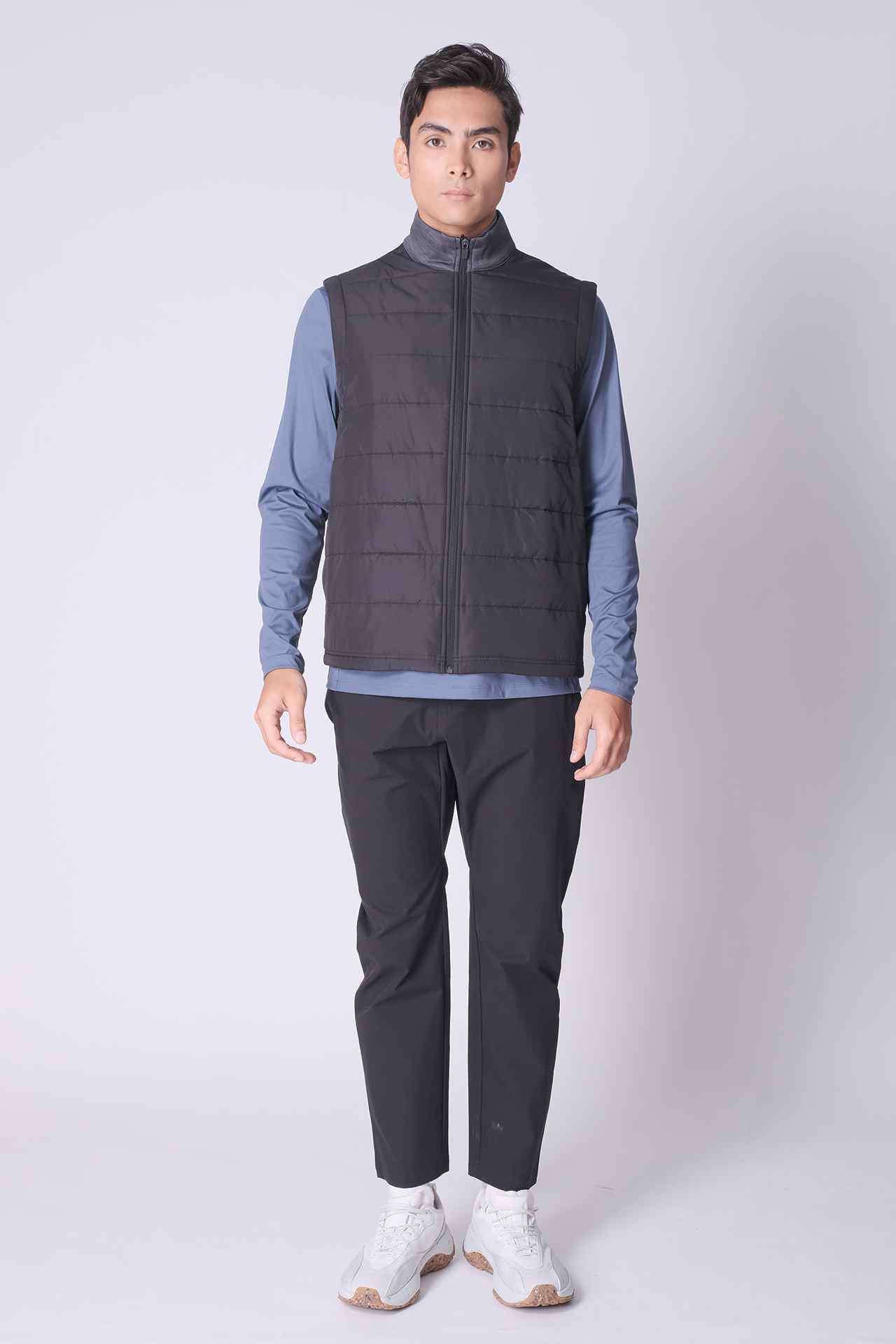 SPO0225 - Sustainable Water Resistant Hybrid Stretch Thermal Golf Performance Puffer Vest - Black