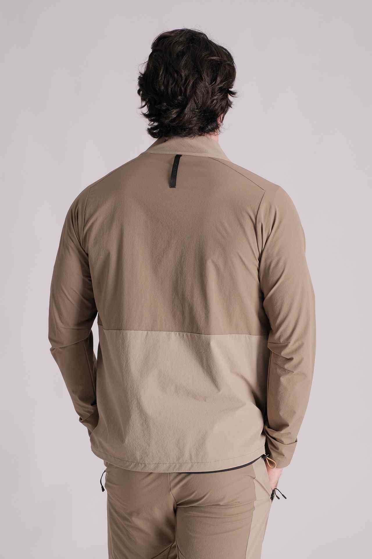 SPO22007 - Water Repellent Mock Neck Full Zip Outdoor Jacket - Khaki