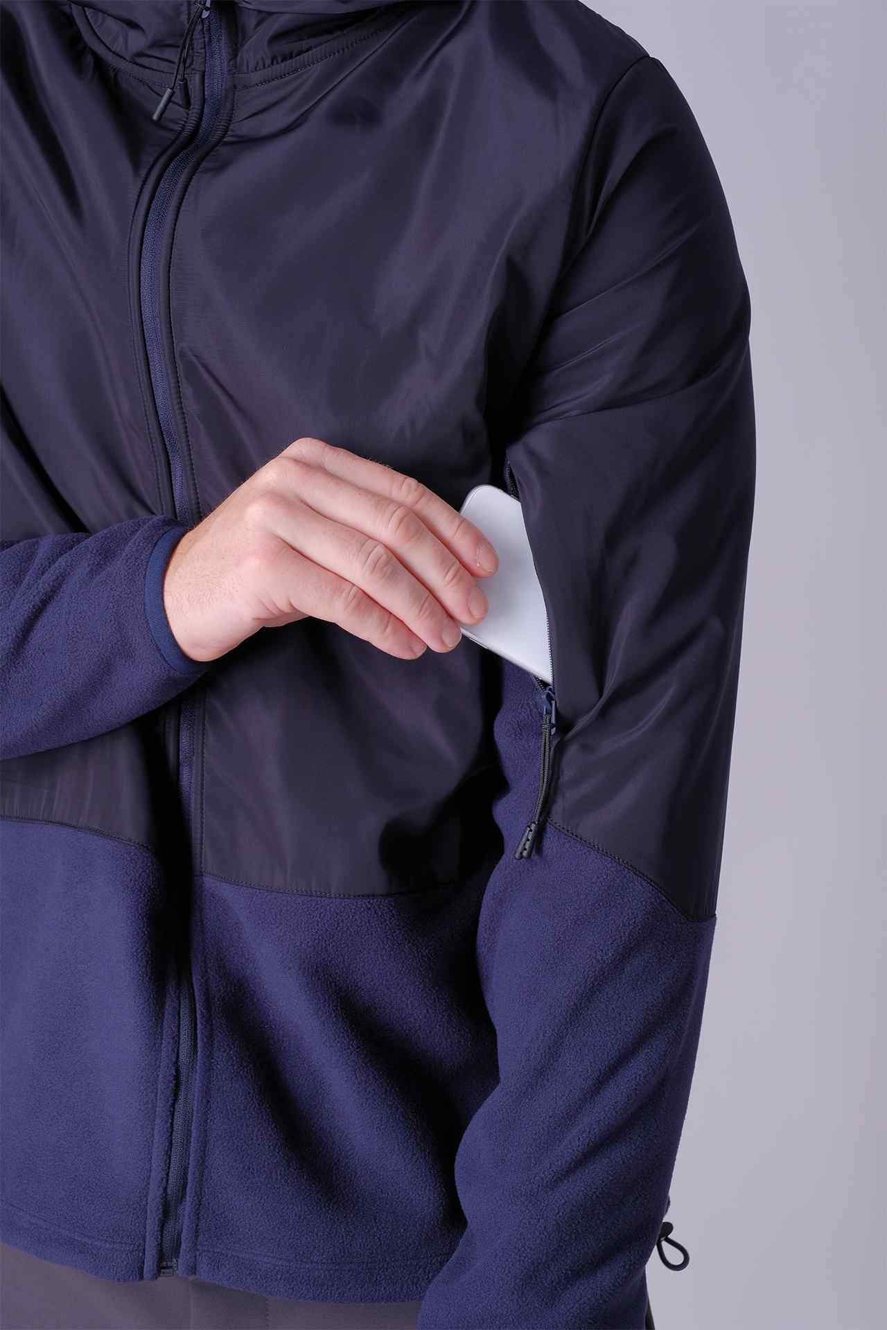 SPO22015 - Sustainable Hybrid Micro Fleece Full Zip Water Resistant Insulated Jacket - Navy