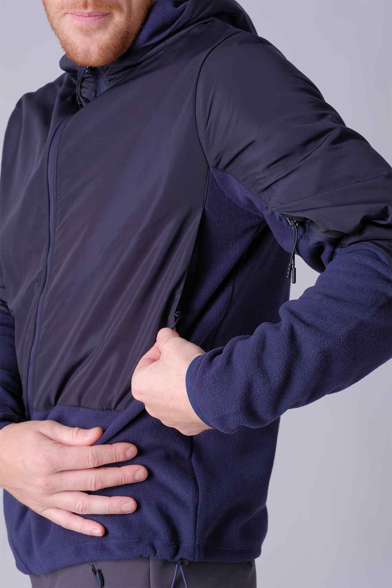 SPO22015 - Sustainable Hybrid Micro Fleece Full Zip Water Resistant Insulated Jacket - Navy