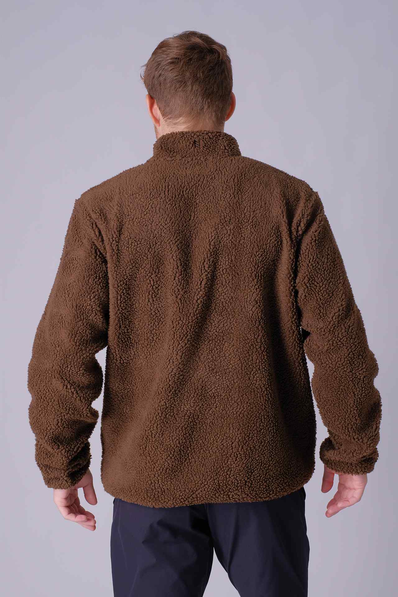 SPO22019 - Sustainable Reversible Boa Fleece Patched Pocket Jacket - Brown
