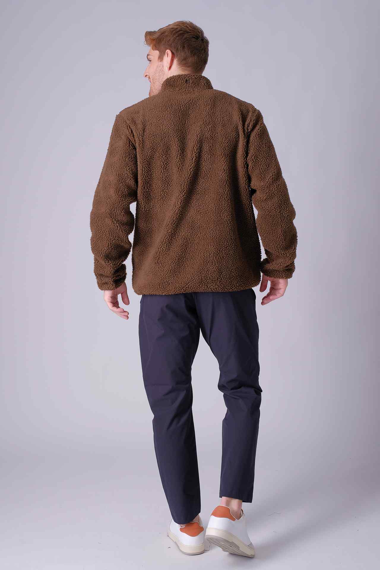 SPO22019 - Sustainable Reversible Boa Fleece Patched Pocket Jacket - Brown