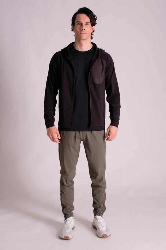 SPO23007 - Lightweight Thermal Full Zip Active Hooded Jacket - Black