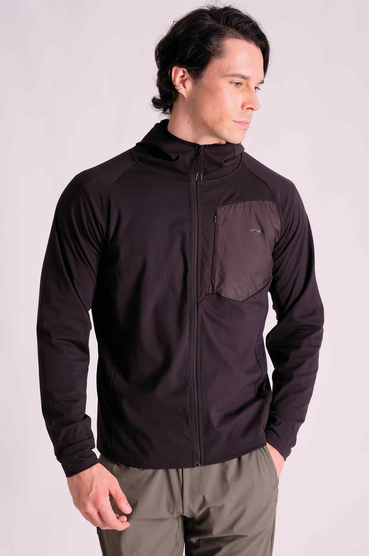 SPO23007 - Lightweight Thermal Full Zip Active Hooded Jacket - Black