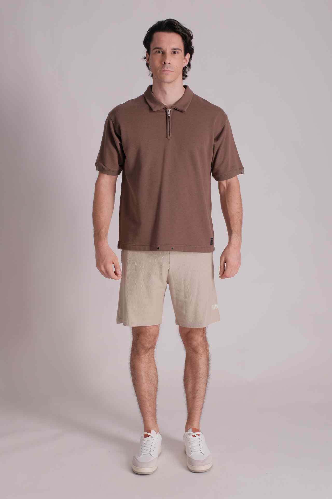 SPP0009 - Essential French Terry Half Zip Short Sleeve Polo - Army Green