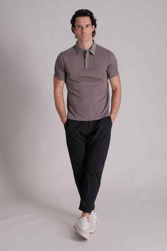 SPP0027 - Essential Mercerised Slub Cotton Polo Shirt - Dark Grey