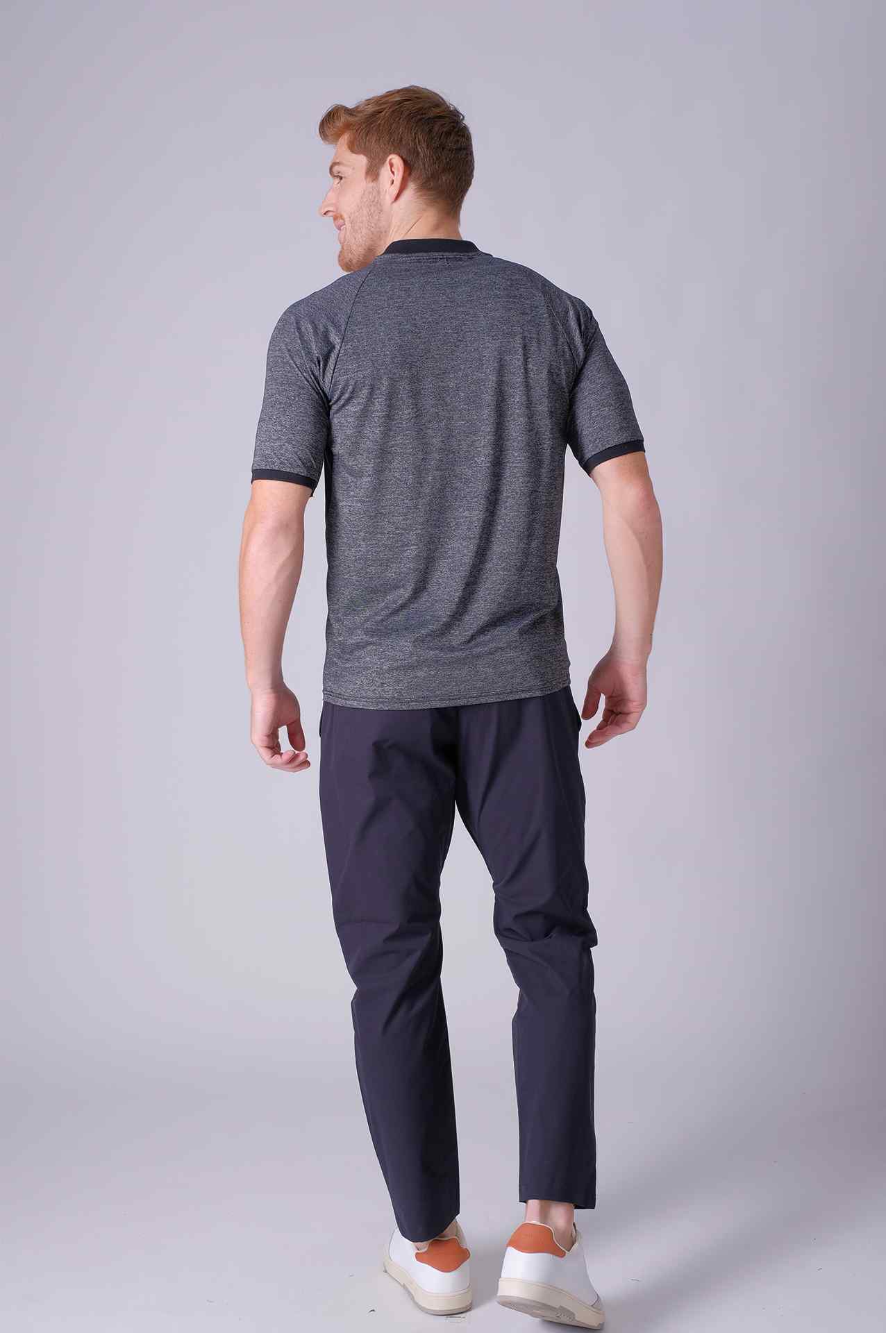 SPP0028 - Quick-Dry Stretch Half-zip Golf Polo - Heather Black