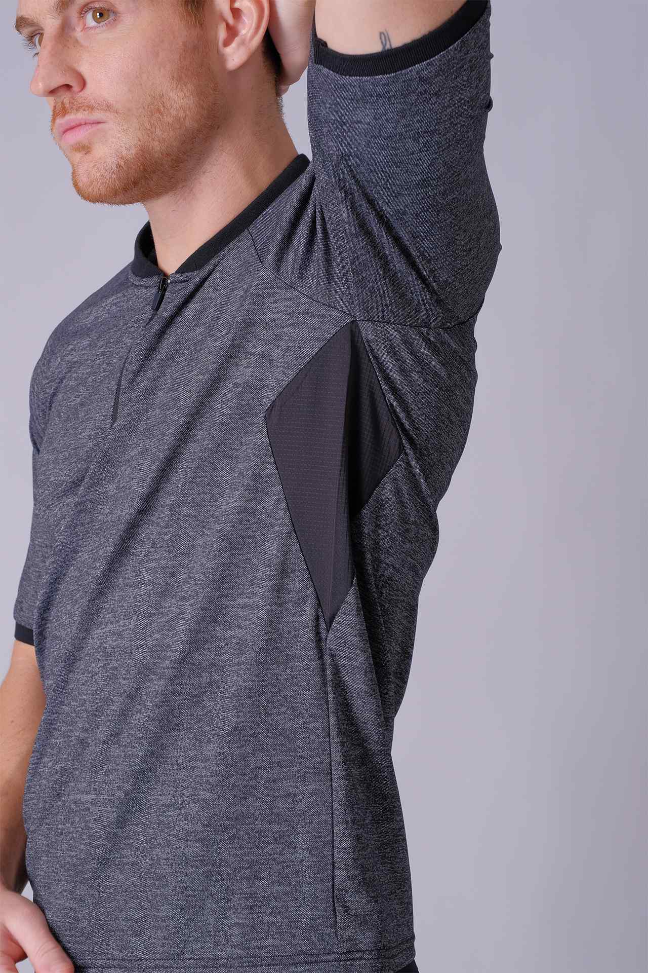 SPP0028 - Quick-Dry Stretch Half-zip Golf Polo - Heather Black