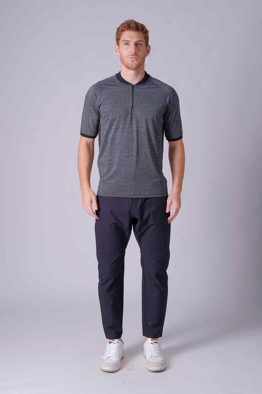 SPP0028 - Quick-Dry Stretch Half-zip Golf Polo - Heather Black