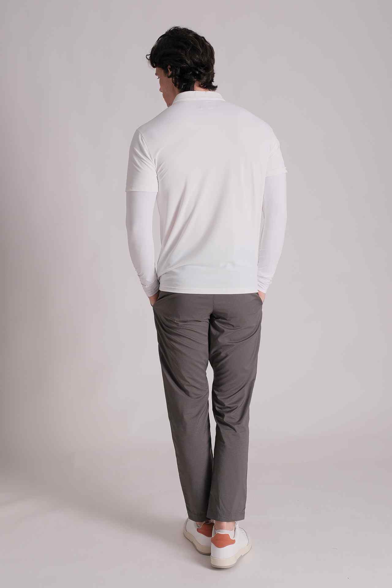 SPP0034 - Quick-Drying Stretch Piqué Dual Sleeve Half Zip Polo Shirt - White