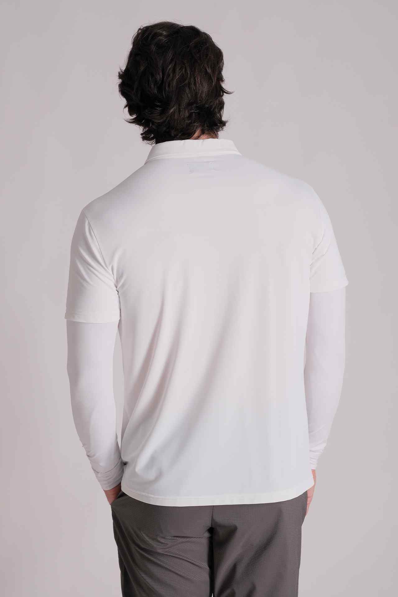 SPP0034 - Quick-Drying Stretch Piqué Dual Sleeve Half Zip Polo Shirt - White