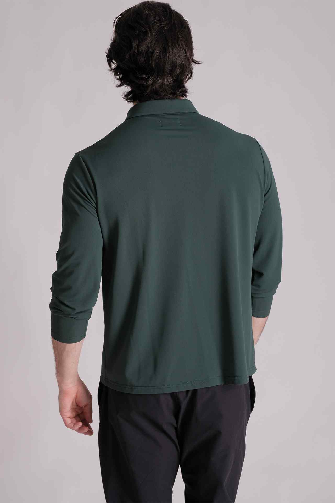 SPP0035 - Quick-Dry Stretch Pique Half Zip Long Sleeve Polo Shirt - Green