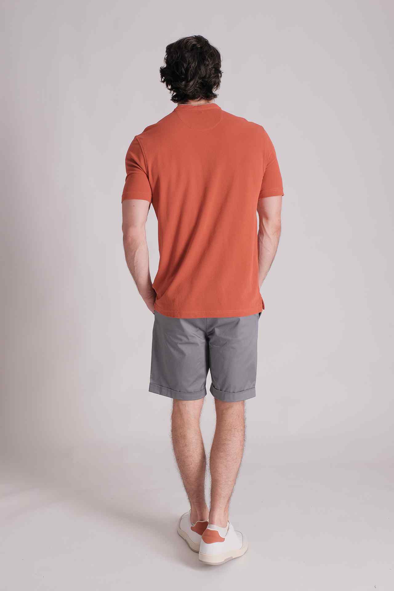 SPP0042 - Cotton Grandad Collar Resort Polo Shirt - Orange